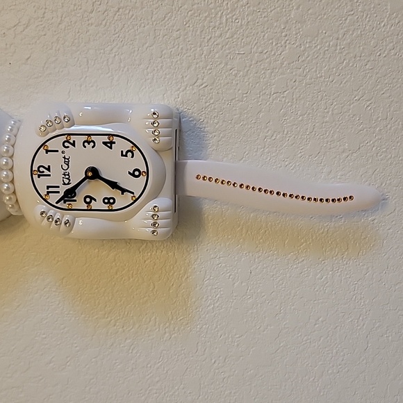 Jeweled White Lady Kit-Cat Klock clock - Picture 4 of 4